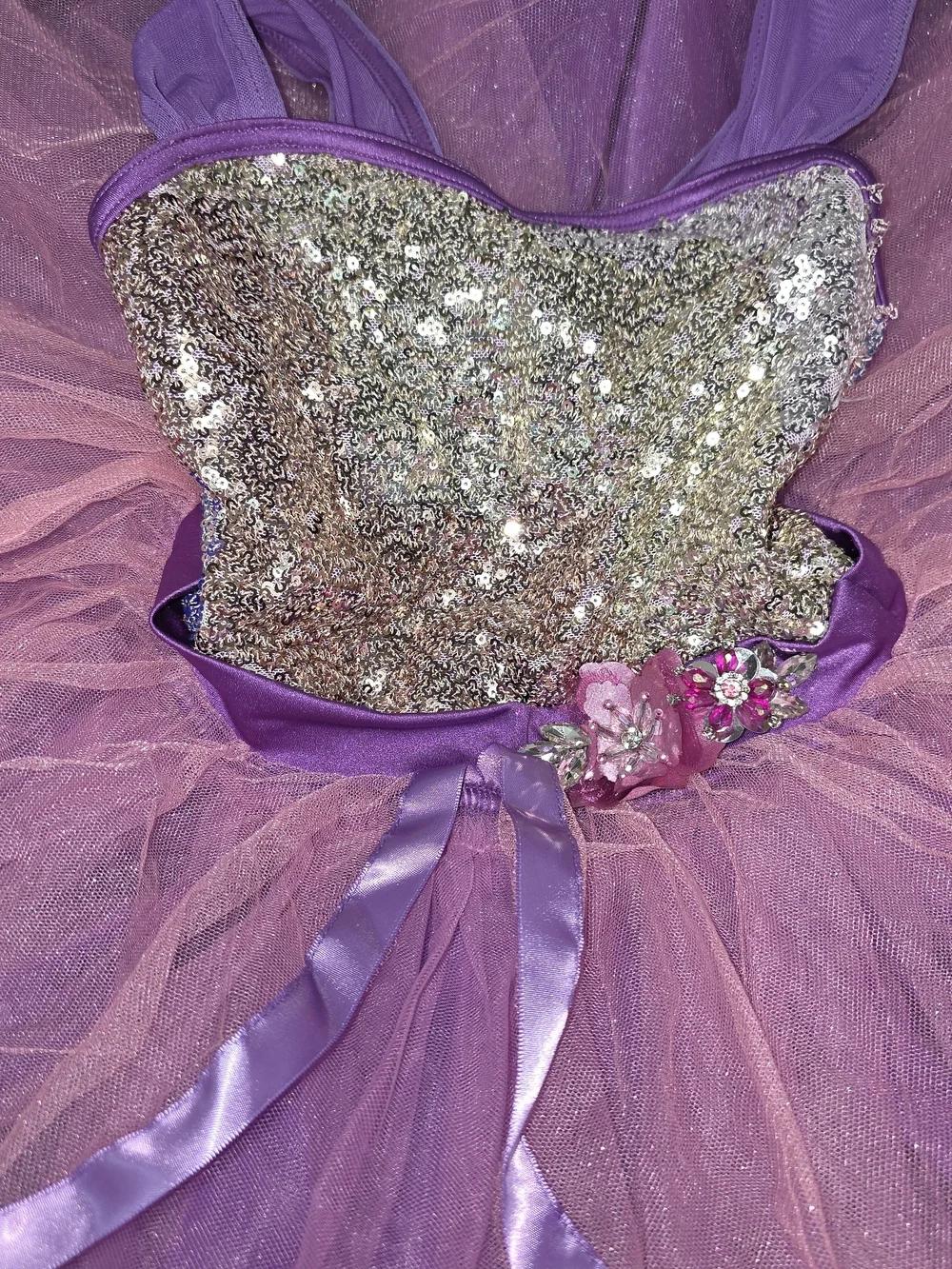 Weissman Keep The Beat 17370 Purple Pink Sequin Tulle Ballet Costume Dance SC*